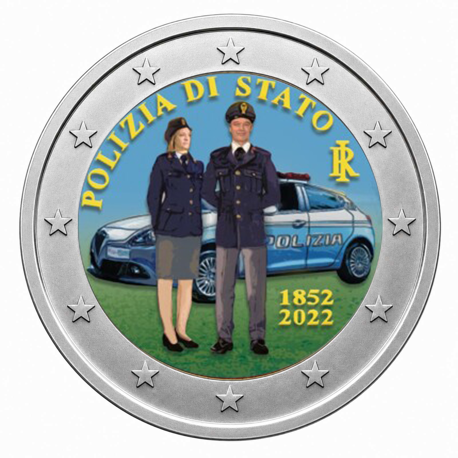2 Euros Italian National Police (Coloured)